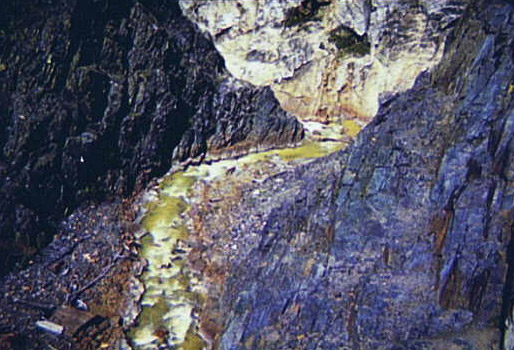 Rocks and stream along the Million Dollar Highway, Ouray County, Colorado, 1940.