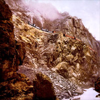 Photo of canyon with train