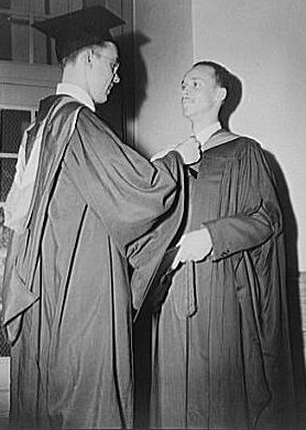 Young men preparing to receive degrees from Howard University, 1942