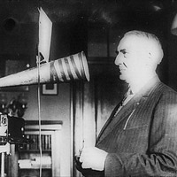 President Harding Speaking into Phonograph, 1922.