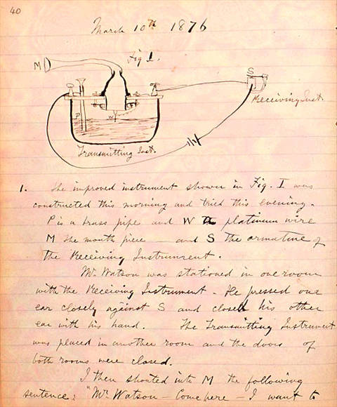Bell's Experimental Notebook, March 10, 1876.