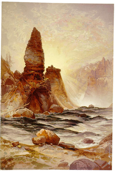 Moran's painting of The Tower of Tower Falls, Yellowstone