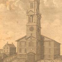 A S.W. view of the Baptist Meeting House, Providence, R.I.' August 1789.