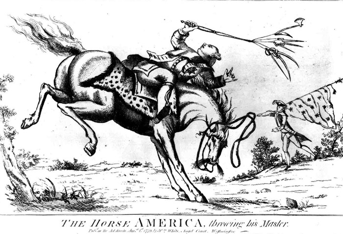 Etching 'The Horse America, Throwing His Master.'