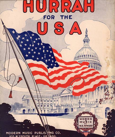 Cover of sheet music for 'Hurrah for the U S A' 1915