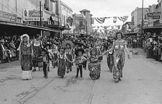 Children's parade, Charro Days fiesta, Brownsville, Texas, 1942.