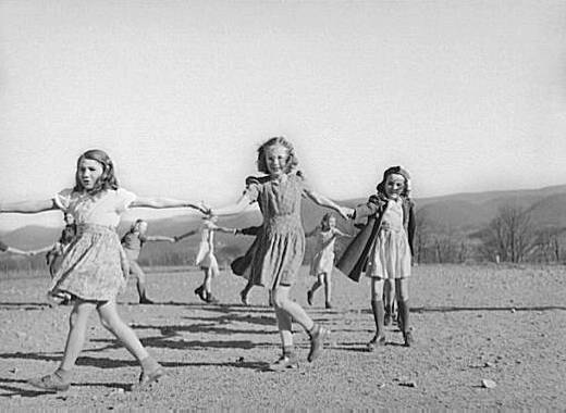 Children playing a singing game, West Virginia, 1941.